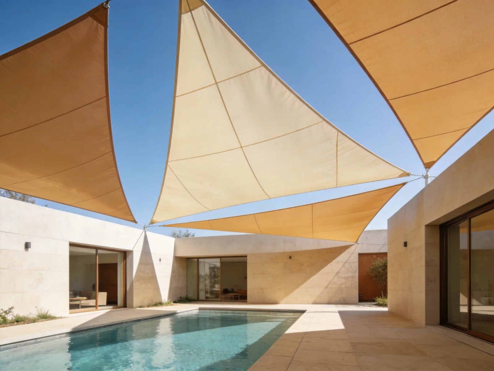 Commercial shade sail installation over outdoor area